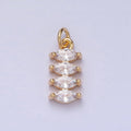 16K Gold plated Mini Marquise Clear CZ Lined Tag Add-On Charm in Gold & Silver | AC1247 AC1248