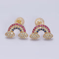 16K Gold plated Mini Rainbow Weather Multicolor Micro Paved CZ Stud Earrings in Gold & Silver | AD950 AD951