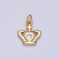 16K Gold plated Mini Royal Crown Coronation Cross Clear CZ Add-On Charm | AC1156 - DLUXCA