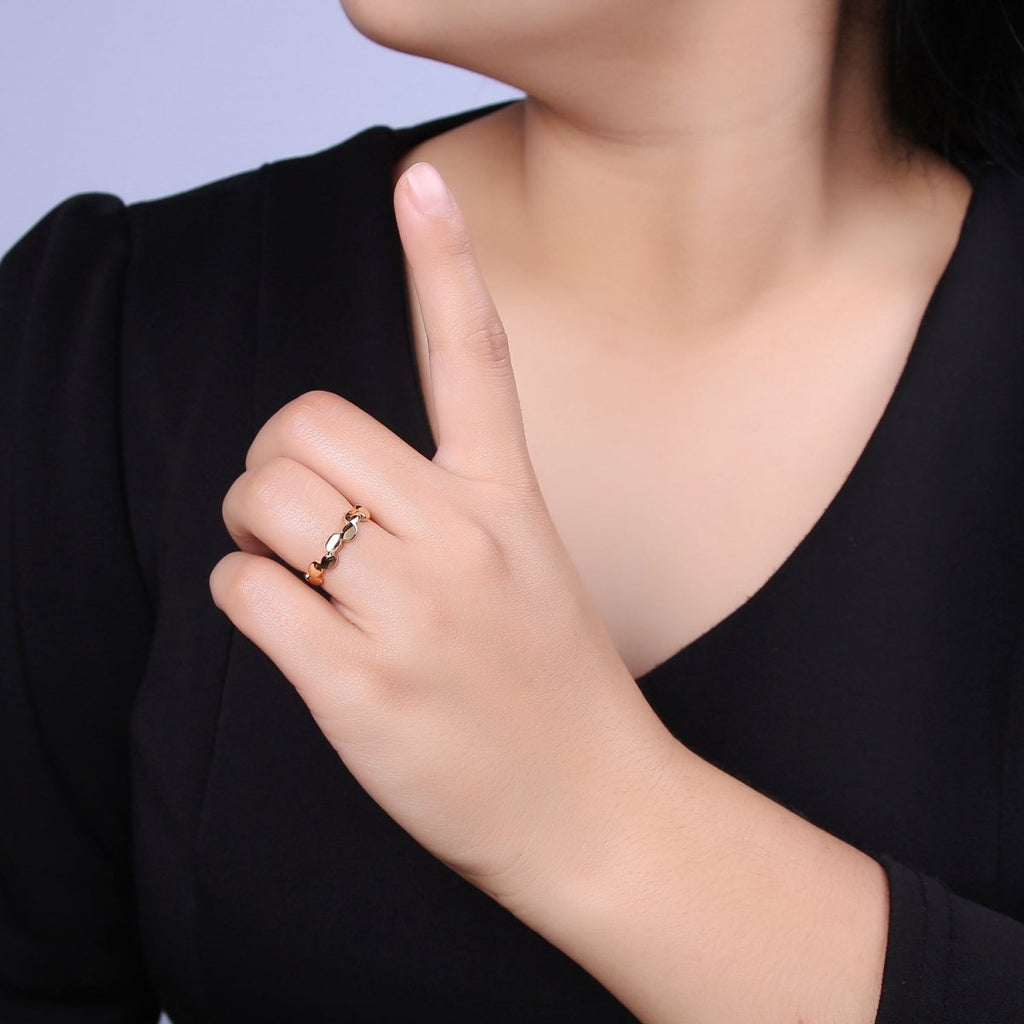 16K Gold plated Minimalist Abstract Geometric Cloud Open Adjustable Ring U-418 - DLUXCA