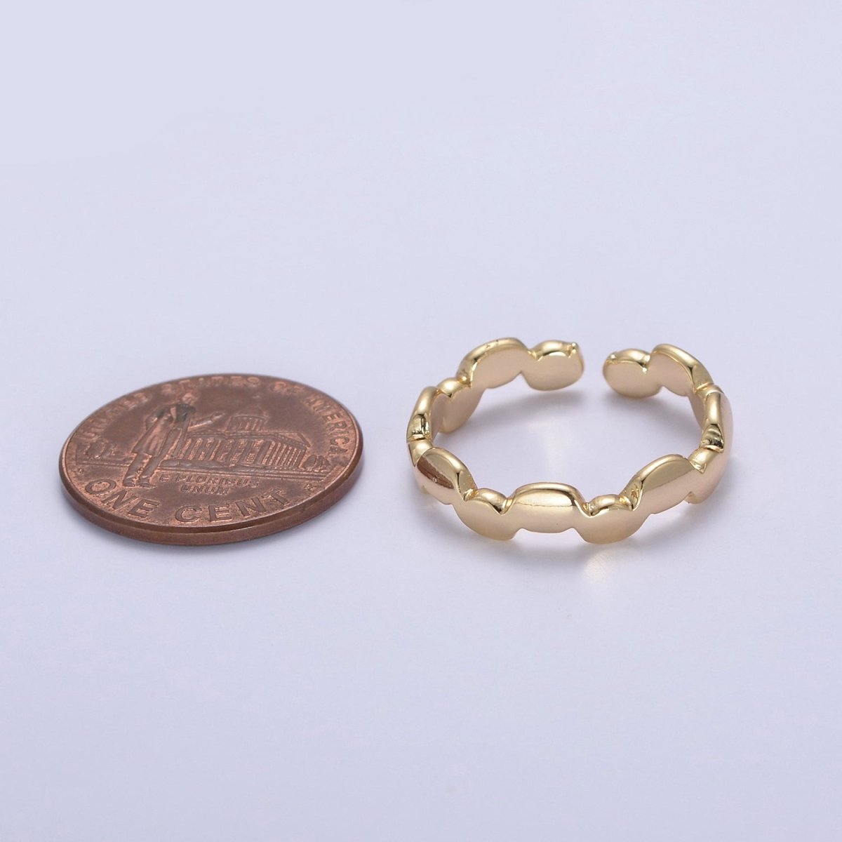 16K Gold plated Minimalist Abstract Geometric Cloud Open Adjustable Ring U-418 - DLUXCA