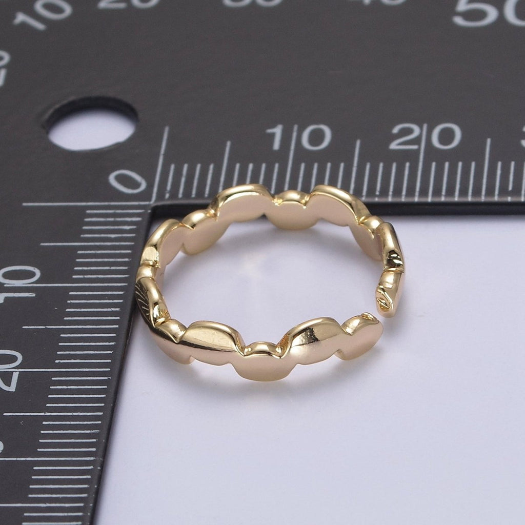 16K Gold plated Minimalist Abstract Geometric Cloud Open Adjustable Ring U-418 - DLUXCA