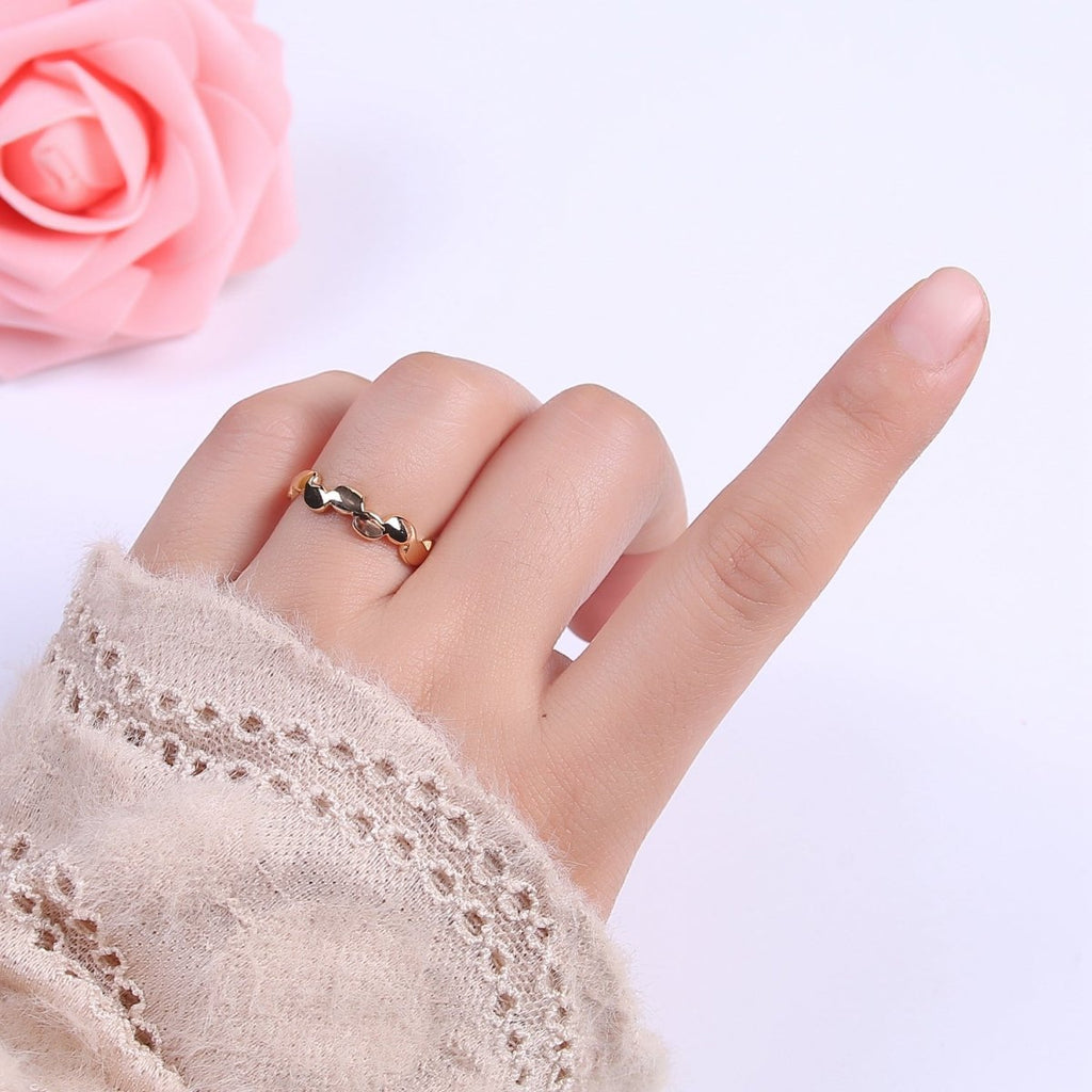16K Gold plated Minimalist Abstract Geometric Cloud Open Adjustable Ring U-418 - DLUXCA
