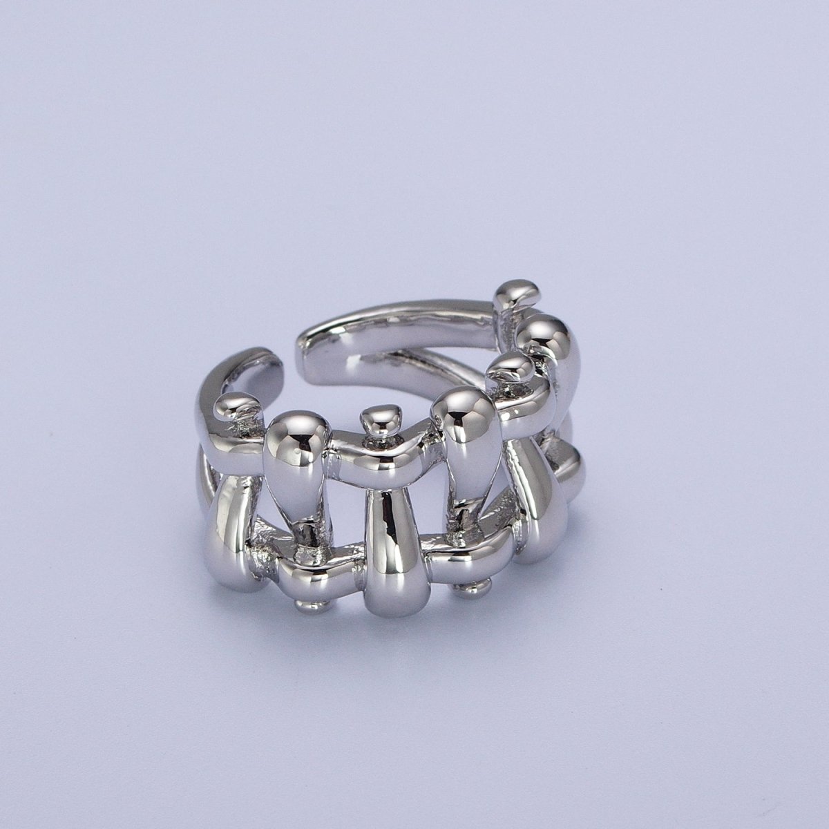 16K Gold plated Minimalist Gold, Silver Bubble Wide Geometric Rings | O089 O090 - DLUXCA