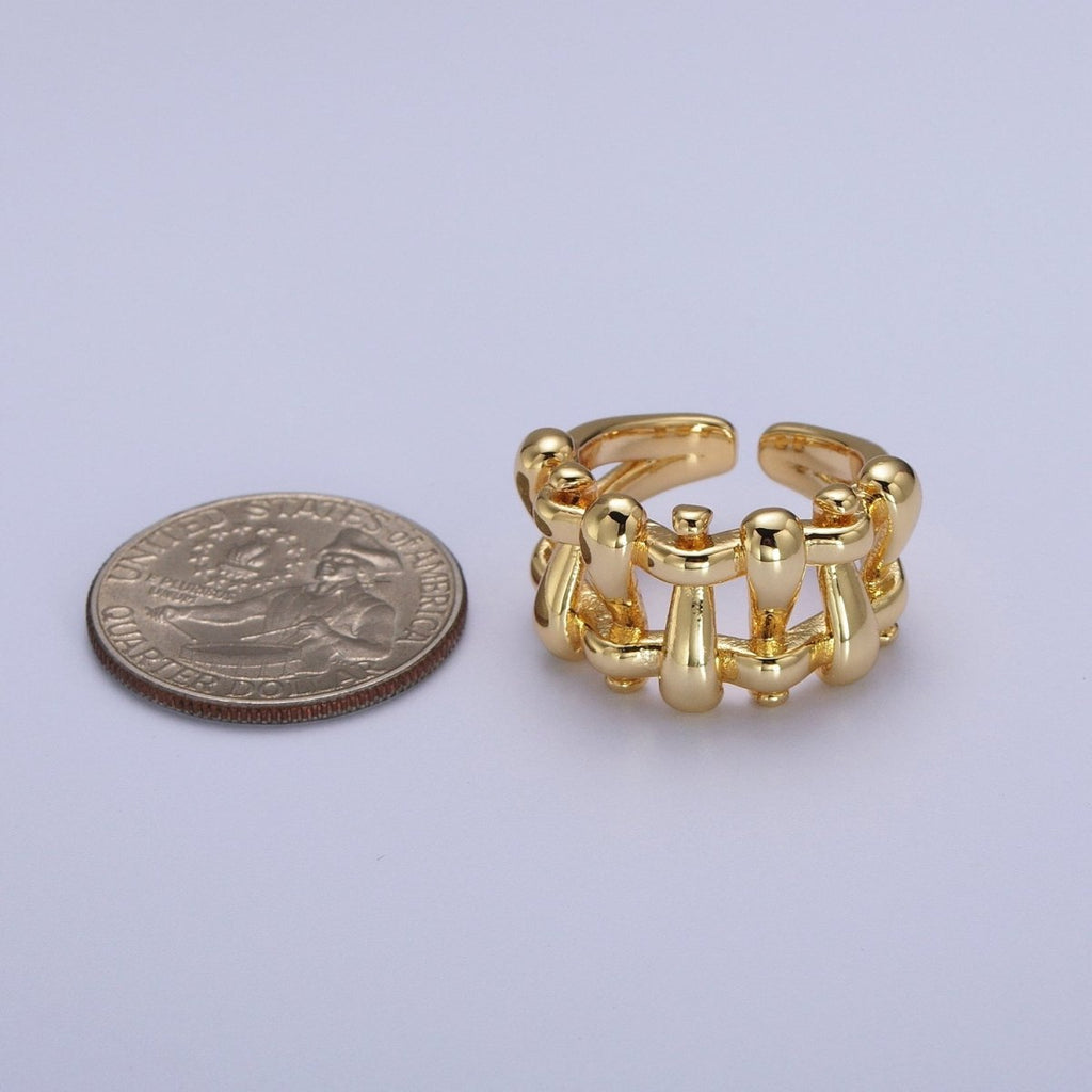 16K Gold plated Minimalist Gold, Silver Bubble Wide Geometric Rings | O089 O090 - DLUXCA