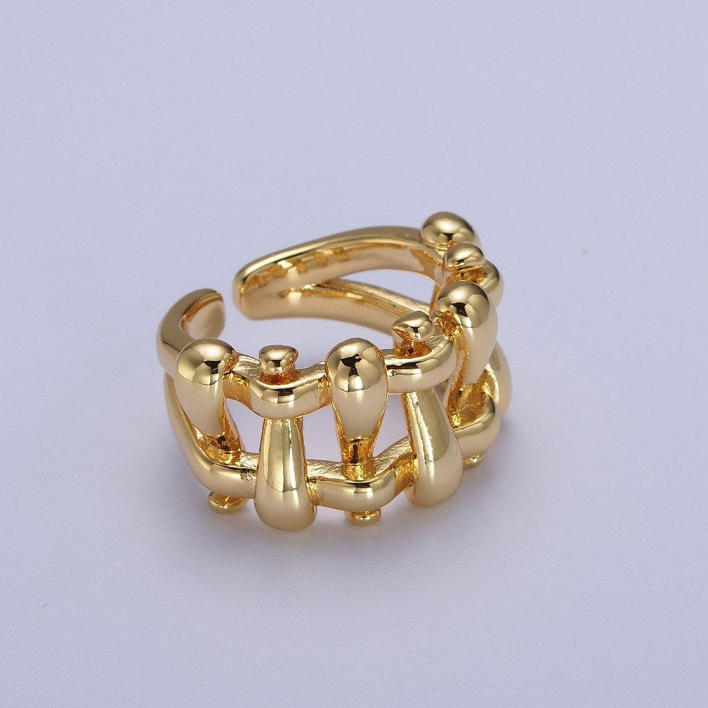 16K Gold plated Minimalist Gold, Silver Bubble Wide Geometric Rings | O089 O090 - DLUXCA