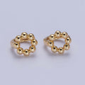 16K Gold plated Minimalist Round Beaded Bubble Ball Huggie Hoop Earrings | X-849 - DLUXCA