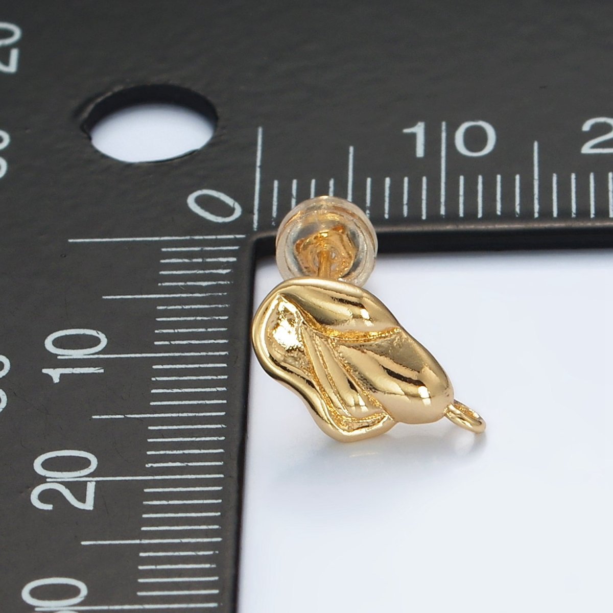 16K Gold plated Molten Hammered Drop Stud Earrings Findings in Gold & Silver | Z836 Z837