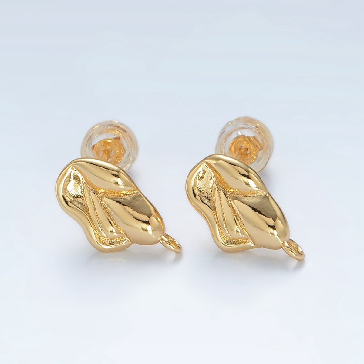 16K Gold plated Molten Hammered Drop Stud Earrings Findings in Gold & Silver | Z836 Z837