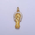 16K Gold plated Mother Mary Lady Guadalupe CZ Outline Charm in Gold & Silver | AC1280 AC1281 - DLUXCA