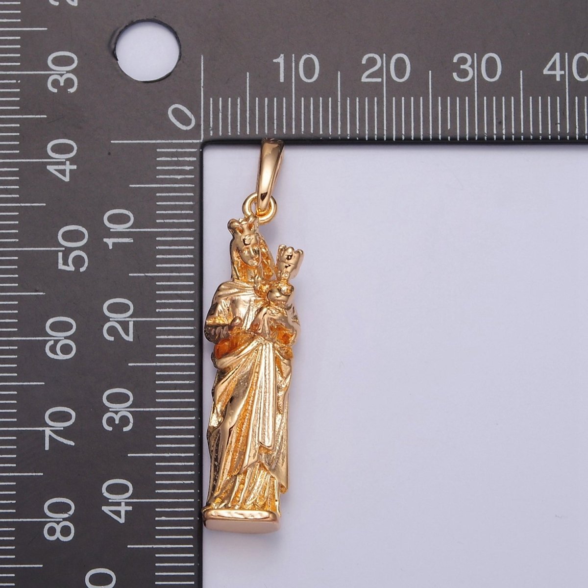 16K Gold plated Mother Mary with Baby Jesus Charm, Religious Catholic Pendant For DIY Jewelry Making I-070 - DLUXCA
