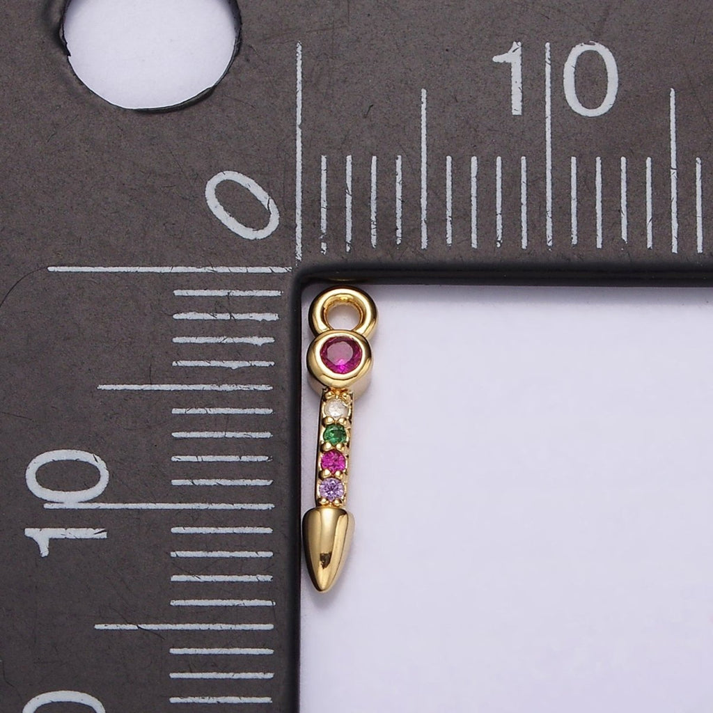 16K Gold plated Multicolor CZ Micro Paved Arrow Spear Add-On Charm | N952 - DLUXCA
