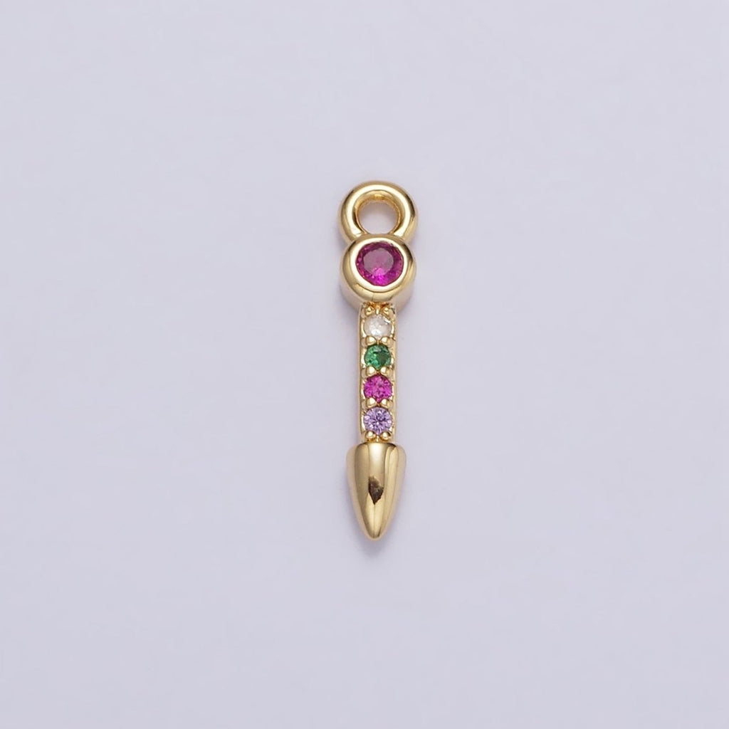 16K Gold plated Multicolor CZ Micro Paved Arrow Spear Add-On Charm | N952 - DLUXCA