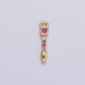 16K Gold plated Multicolor CZ Micro Paved Arrow Spear Add-On Charm | N952 - DLUXCA