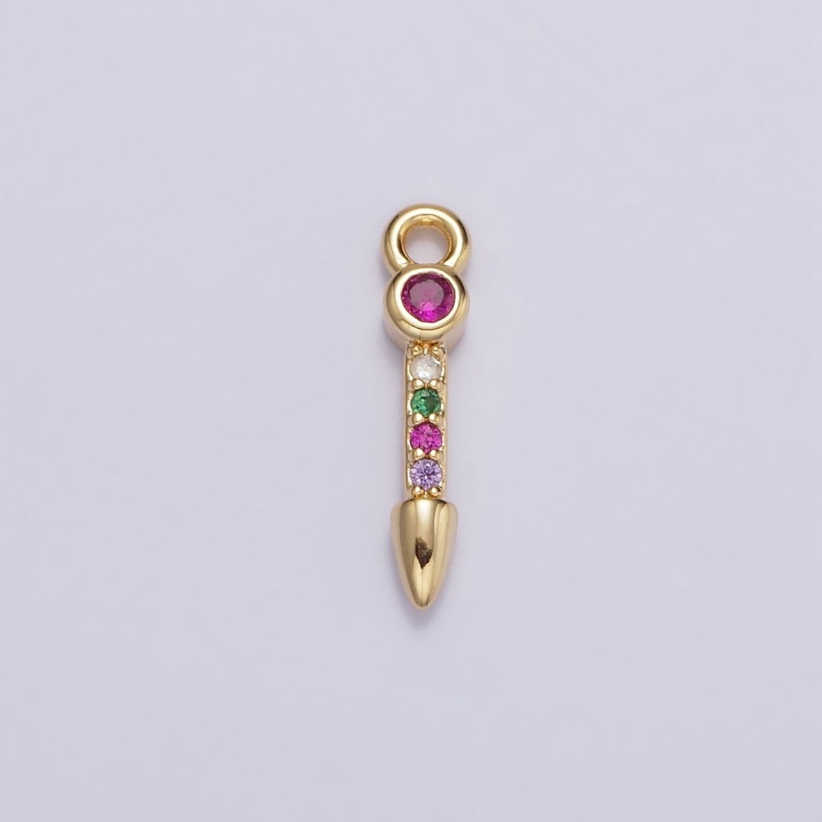 16K Gold plated Multicolor CZ Micro Paved Arrow Spear Add-On Charm | N952 - DLUXCA