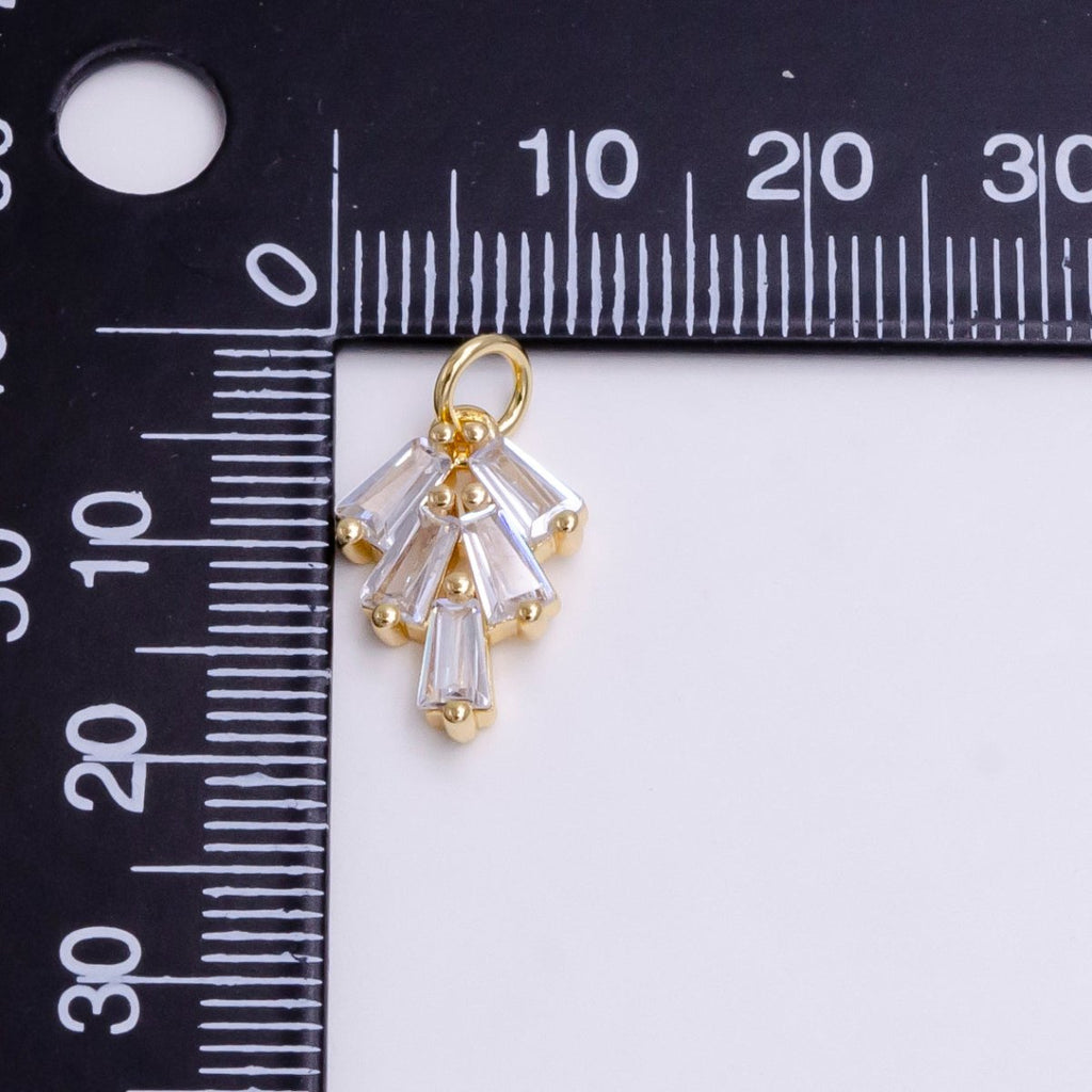 16K Gold plated Multiple Clear Baguette Mini Drop Add-On Charm | X-019 - DLUXCA