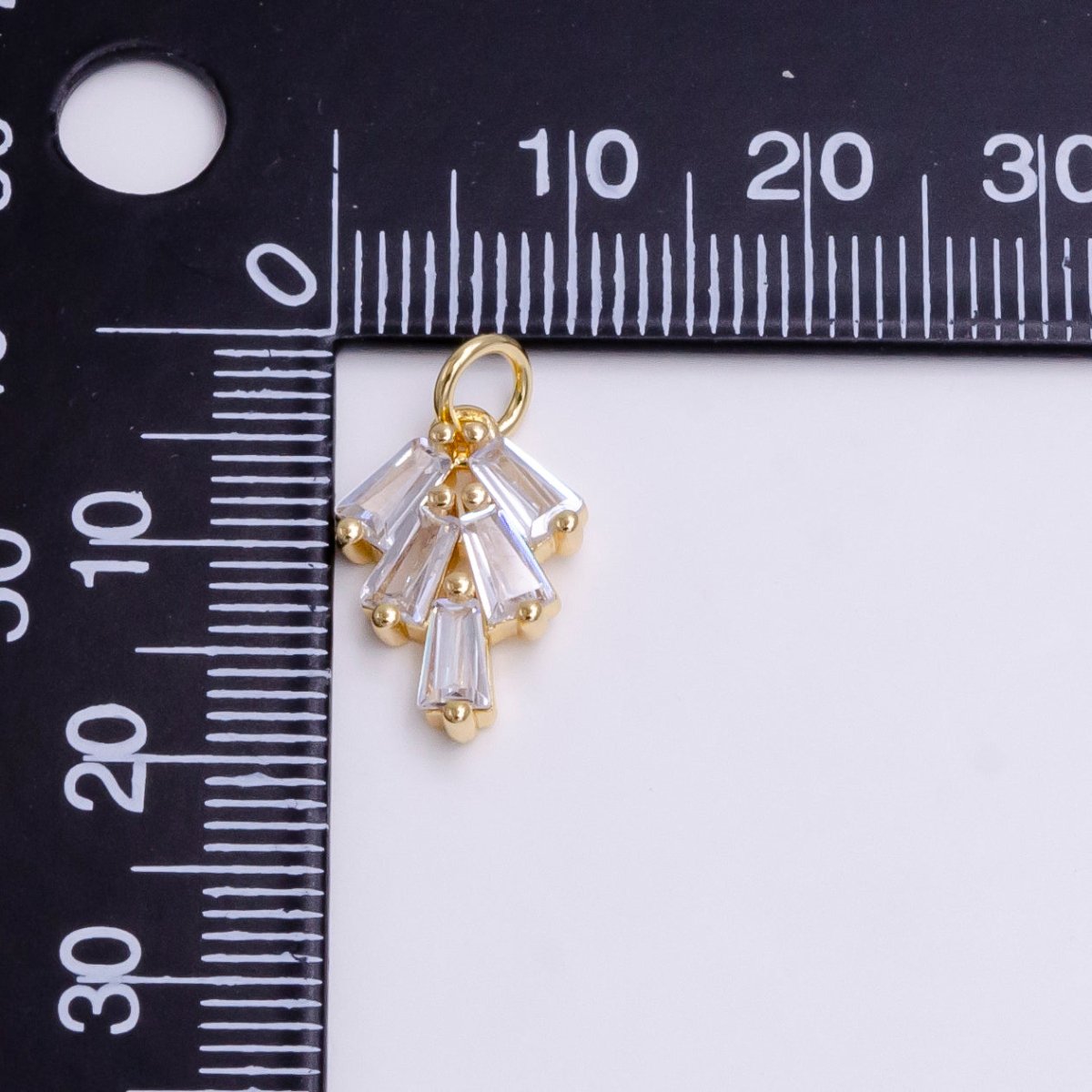 16K Gold plated Multiple Clear Baguette Mini Drop Add-On Charm | X-019 - DLUXCA