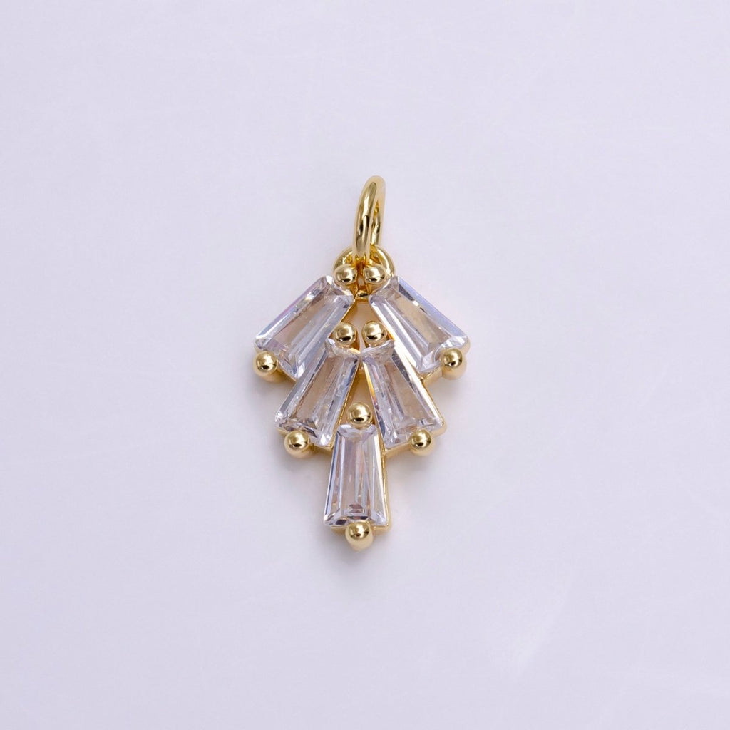 16K Gold plated Multiple Clear Baguette Mini Drop Add-On Charm | X-019 - DLUXCA