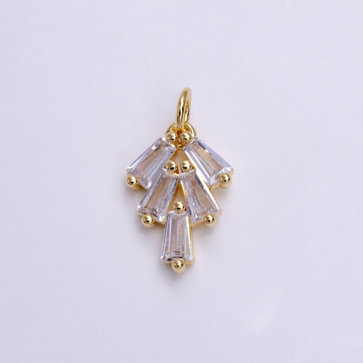 16K Gold plated Multiple Clear Baguette Mini Drop Add-On Charm | X-019 - DLUXCA