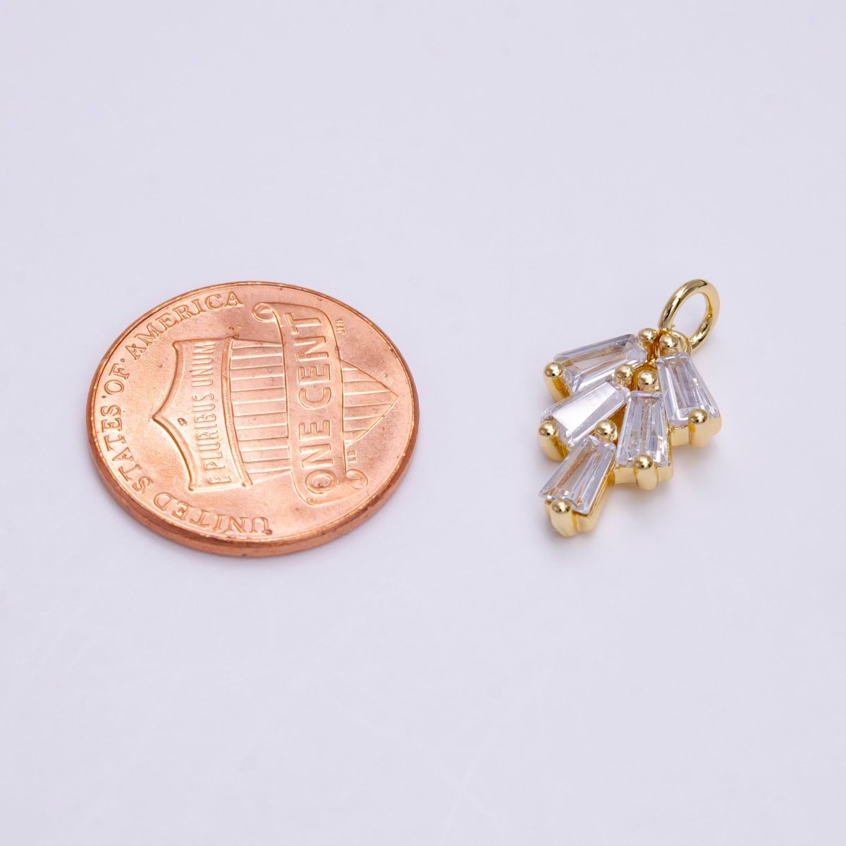 16K Gold plated Multiple Clear Baguette Mini Drop Add-On Charm | X-019 - DLUXCA
