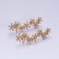 16K Gold plated Multiple Flower Baguette Ear Crawler Cuff Stud Earrings in Gold & Silver | AI017 AI018
