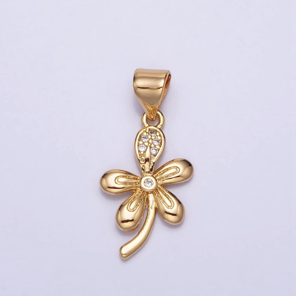 16K Gold plated Nature Daisy Flower CZ Petal Micro Paved Pendant in Gold & Silver | AA390 AA391