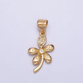 16K Gold plated Nature Daisy Flower CZ Petal Micro Paved Pendant in Gold & Silver | AA390 AA391