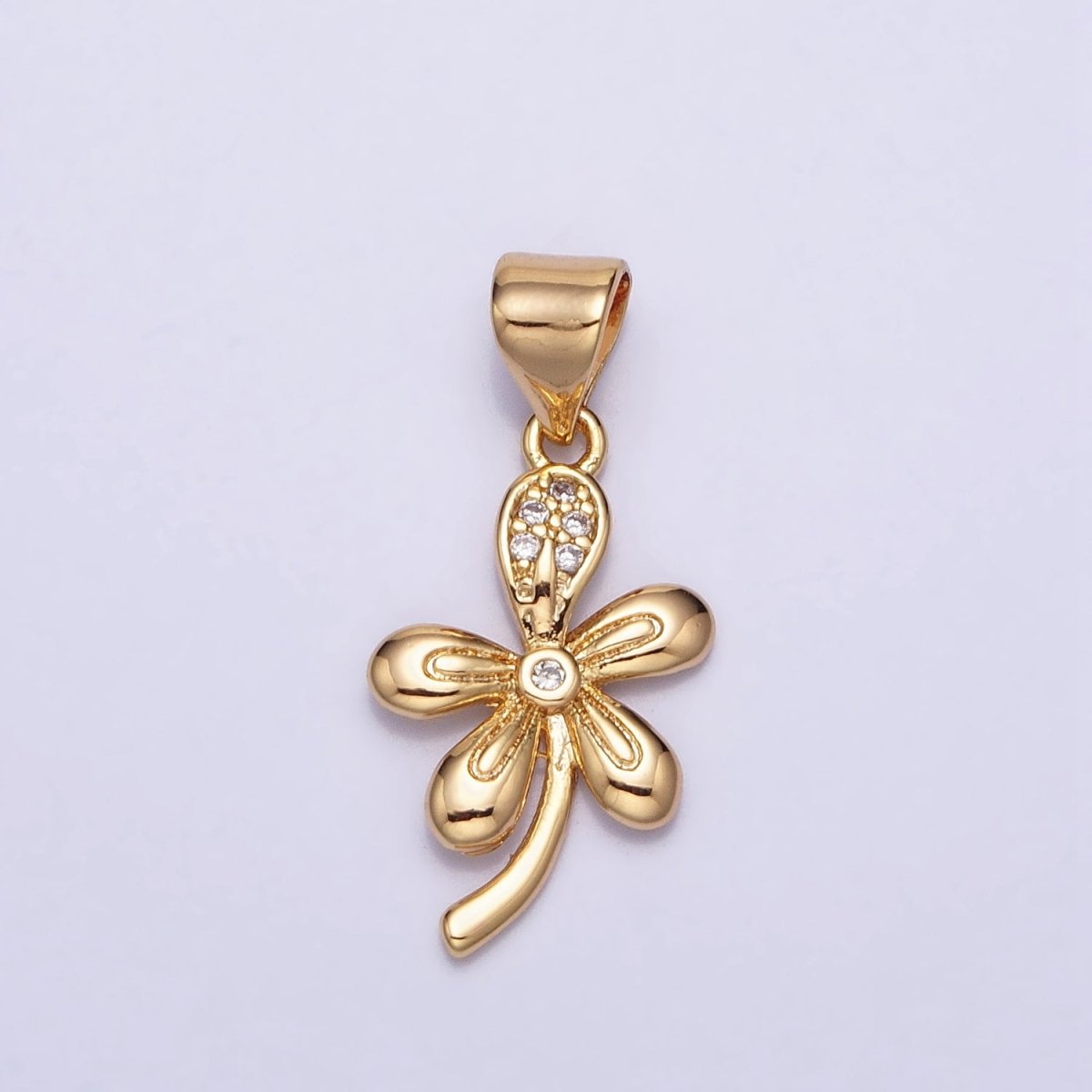 16K Gold plated Nature Daisy Flower CZ Petal Micro Paved Pendant in Gold & Silver | AA390 AA391