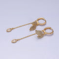 16K Gold plated Nature Leaf Clear Marquise Cable Drop Huggie Earrings in Gold & Silver | AD863 AD864