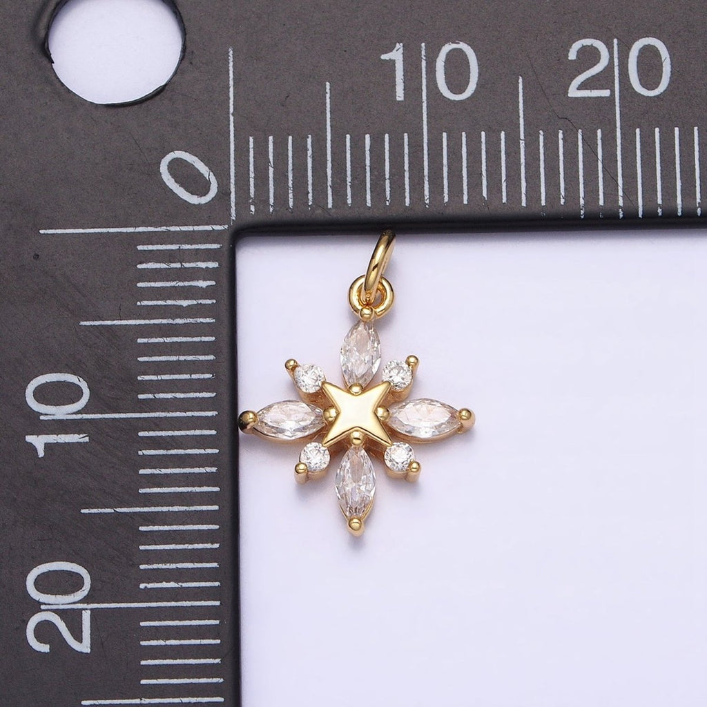 16K Gold plated North Star Clear Marquise CZ Add-On Celestial Charm in Gold & Silver | AC1241 AC1242