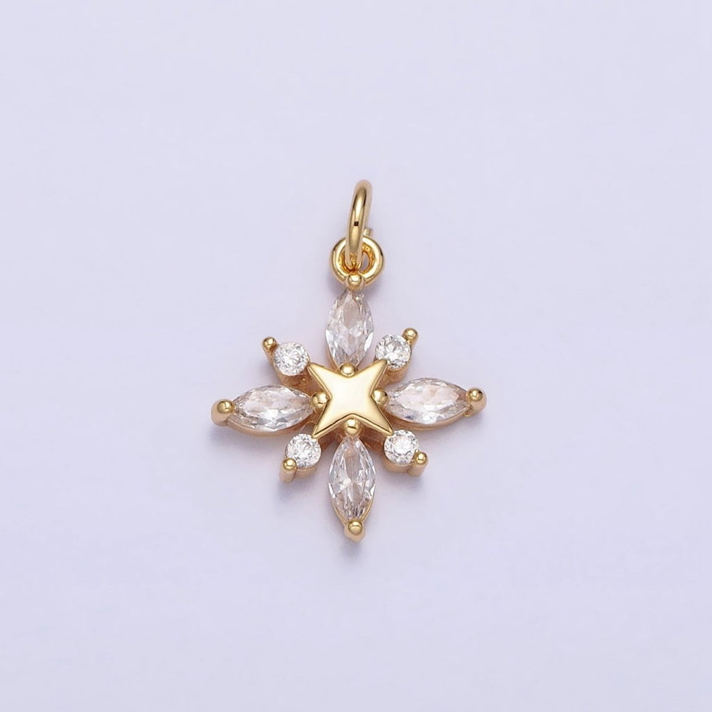16K Gold plated North Star Clear Marquise CZ Add-On Celestial Charm in Gold & Silver | AC1241 AC1242