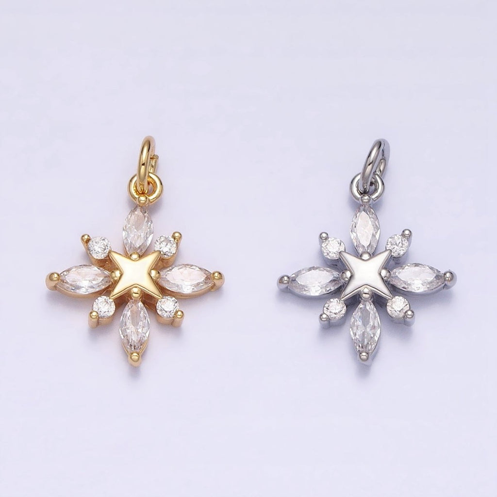 16K Gold plated North Star Clear Marquise CZ Add-On Celestial Charm in Gold & Silver | AC1241 AC1242