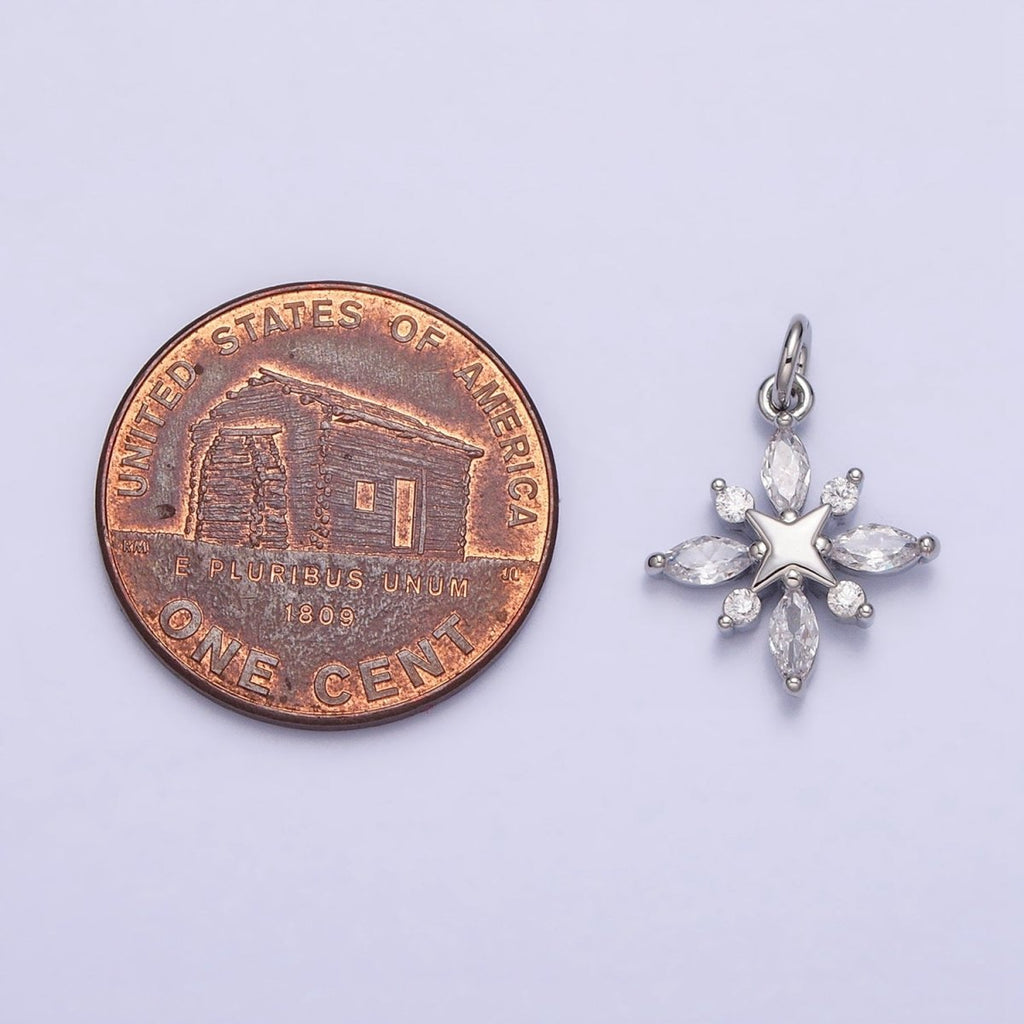 16K Gold plated North Star Clear Marquise CZ Add-On Celestial Charm in Gold & Silver | AC1241 AC1242