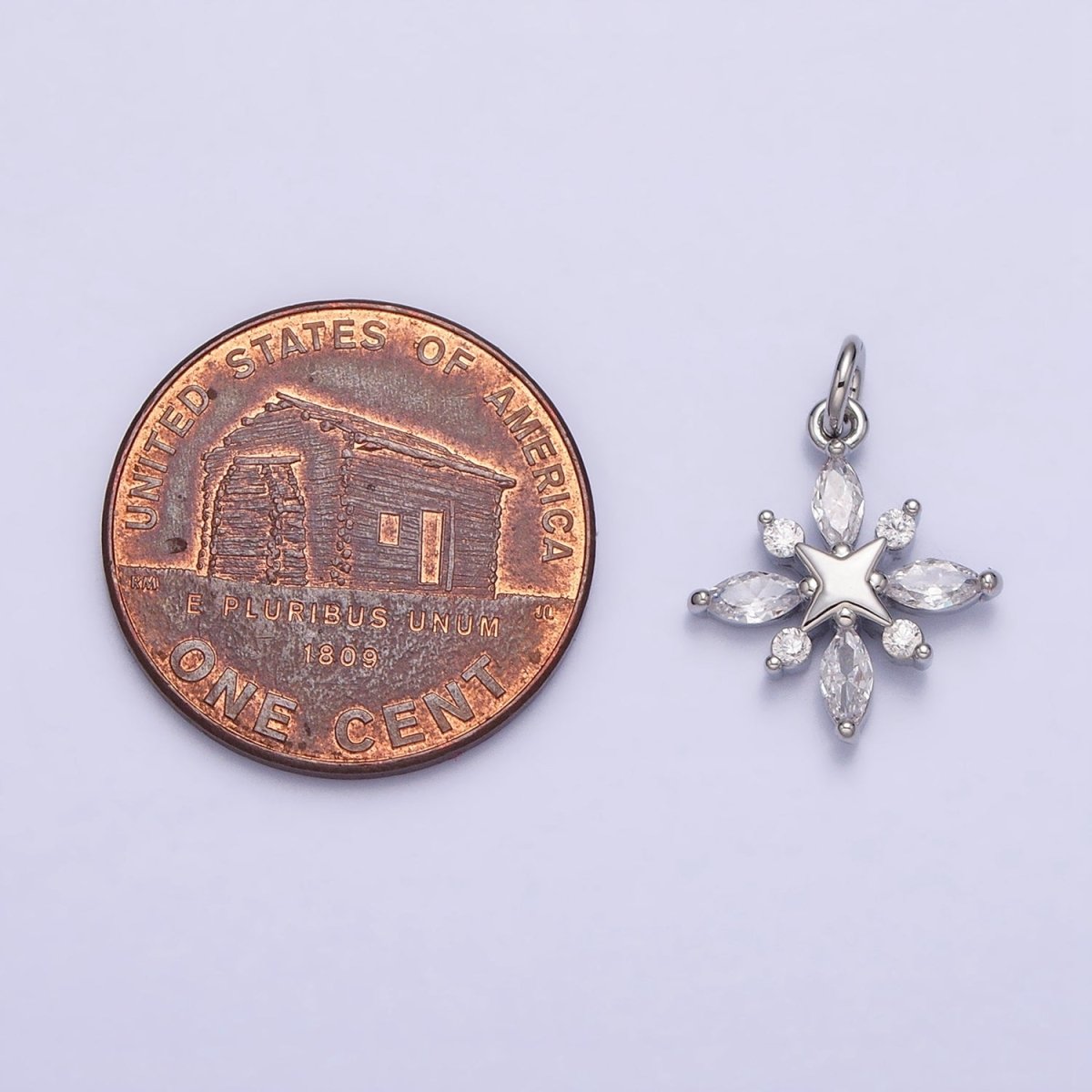 16K Gold plated North Star Clear Marquise CZ Add-On Celestial Charm in Gold & Silver | AC1241 AC1242