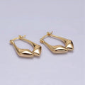 16K Gold plated Oblong Chubby Double Abstract Band French Lock Latch Earrings | AE575 - DLUXCA