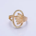 16K Gold plated Oblong Oval Micro Paved Multiple Band Ring in Gold & Silver | O-1922 O-1923