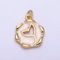 16K Gold plated Ocean Whale Tail White, Pink, Blue Sparkly Enamel Stamped Charm | AC1093 - AC1098