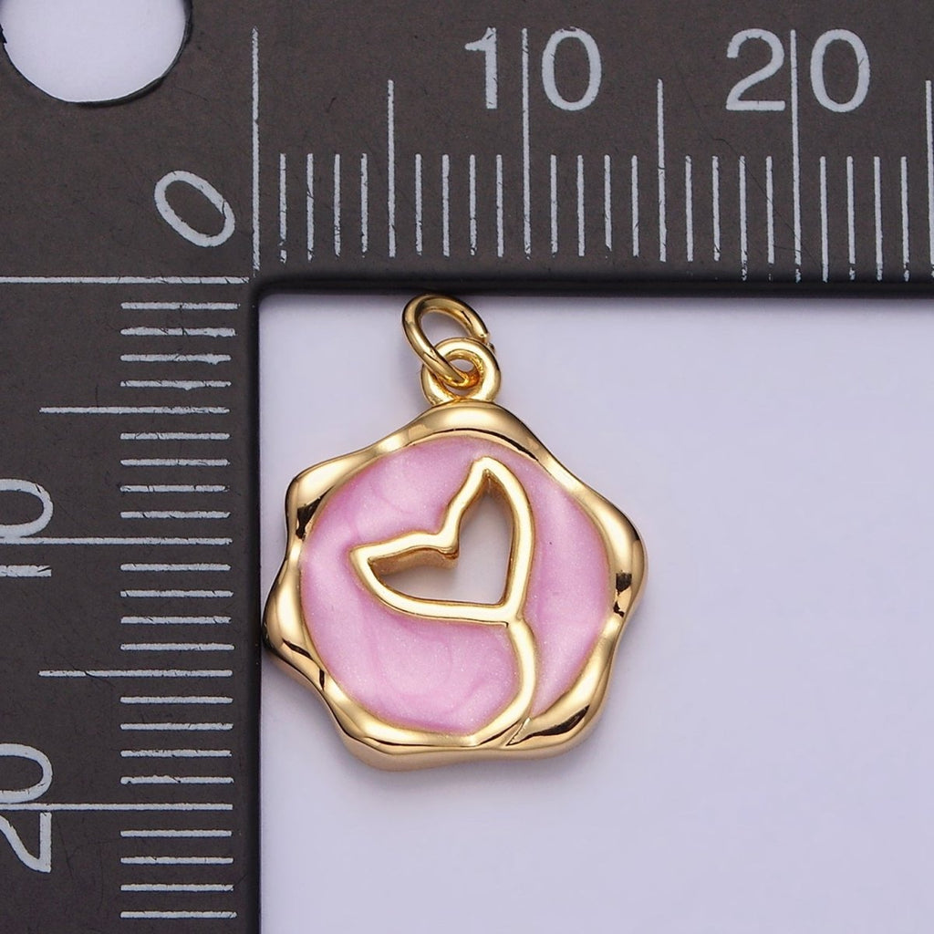 16K Gold plated Ocean Whale Tail White, Pink, Blue Sparkly Enamel Stamped Charm | AC1093 - AC1098