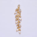 16K Gold plated Olive Leaf Clear Marquise CZ Long Charm in Gold & Silver | AC1201 AC1202