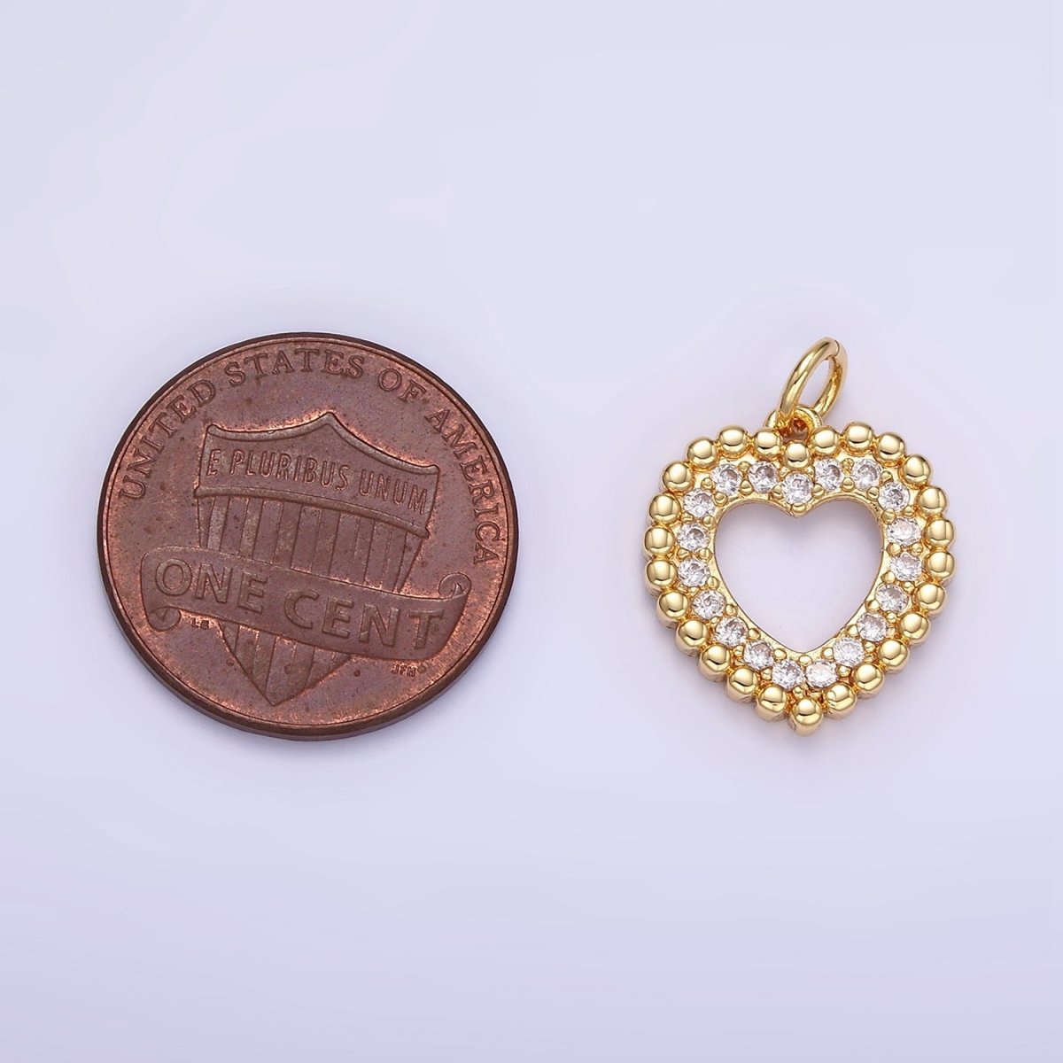 16K Gold plated Open Beaded Micro Paved CZ Heart | C322 - DLUXCA