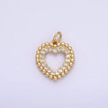 16K Gold plated Open Beaded Micro Paved CZ Heart | C322 - DLUXCA