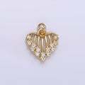 16K Gold plated Open Caged Heart Micro Paved CZ Charm in Gold & Silver | M115