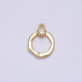 16K Gold plated Open Circle Round Geometric Hammered Add-On Charm | N960 - DLUXCA