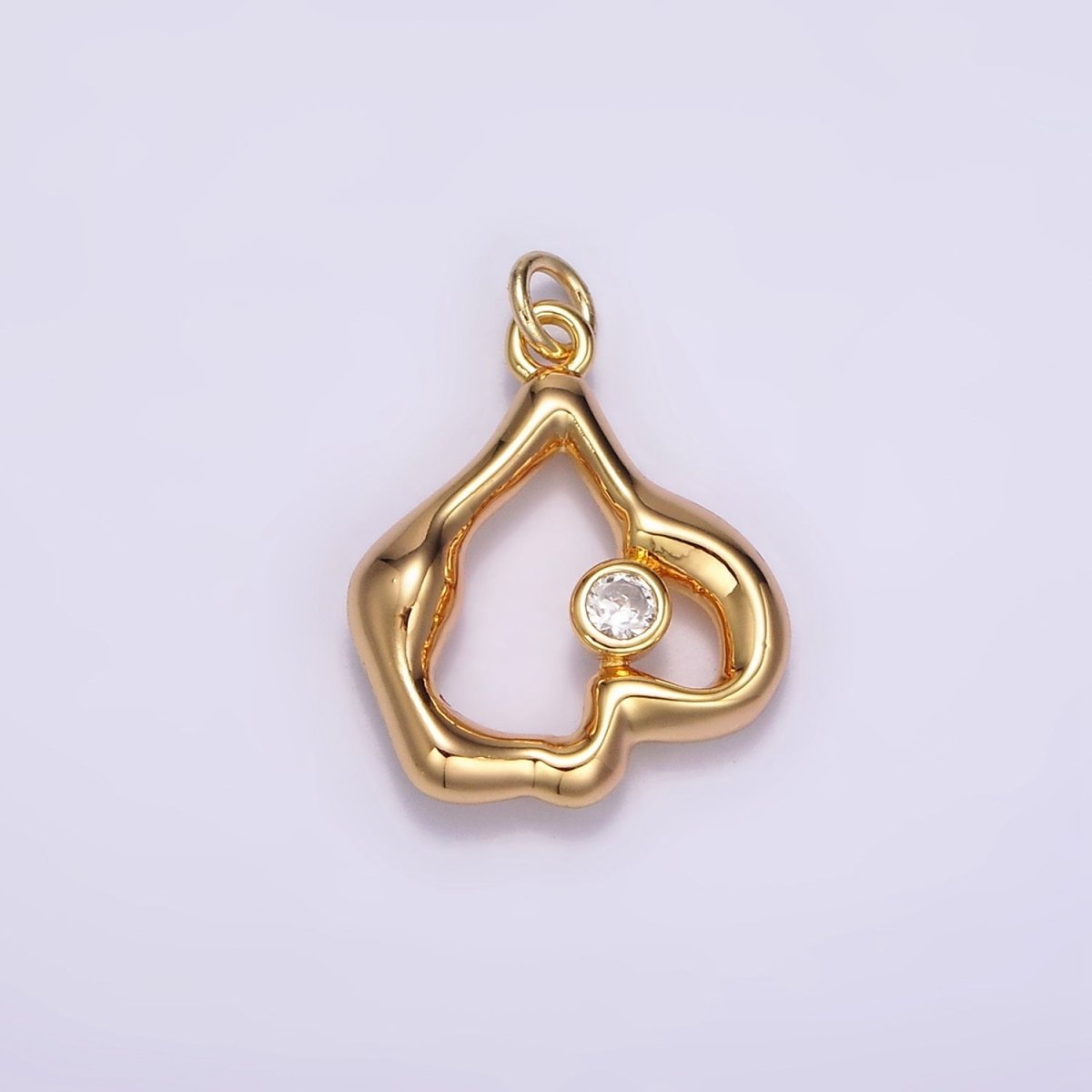 16K Gold plated Open CZ Abstract Molten Band Charm | AG455 - DLUXCA