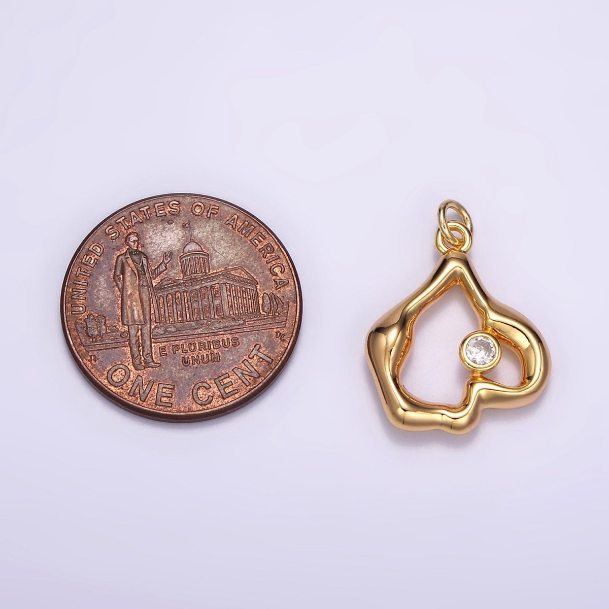 16K Gold plated Open CZ Abstract Molten Band Charm | AG455 - DLUXCA