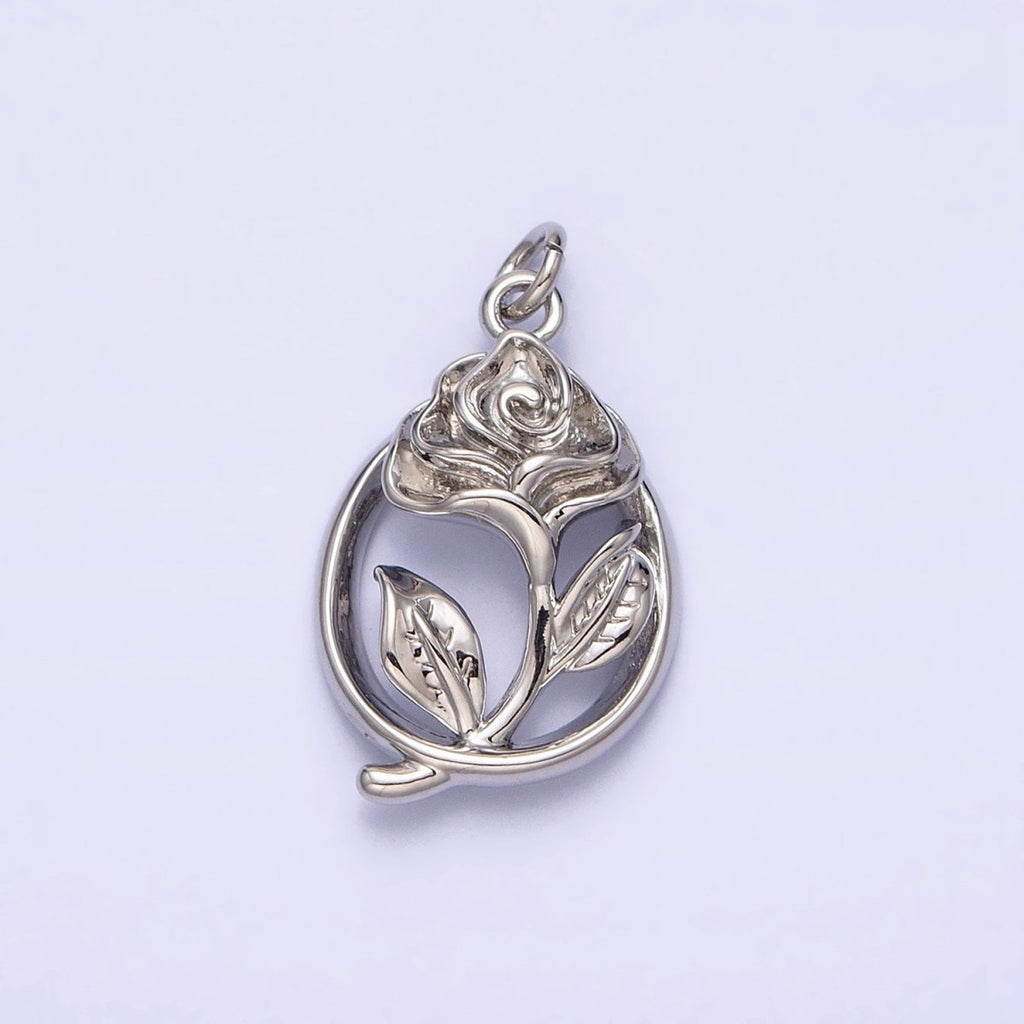 16K Gold plated Open Flower Rose Charm | AC-477