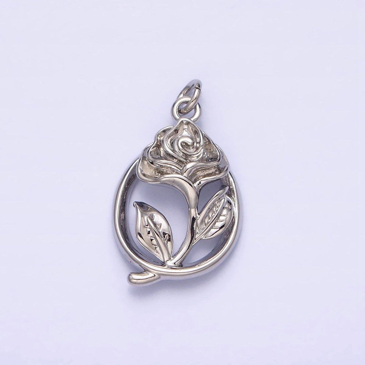 16K Gold plated Open Flower Rose Charm | AC-477
