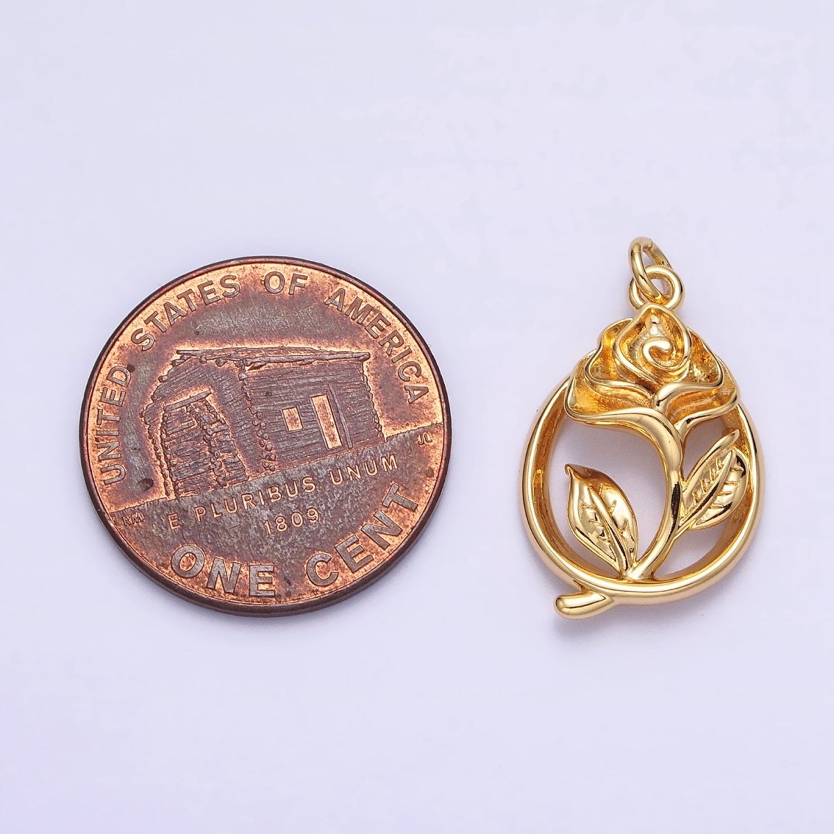 16K Gold plated Open Flower Rose Charm | AC-477