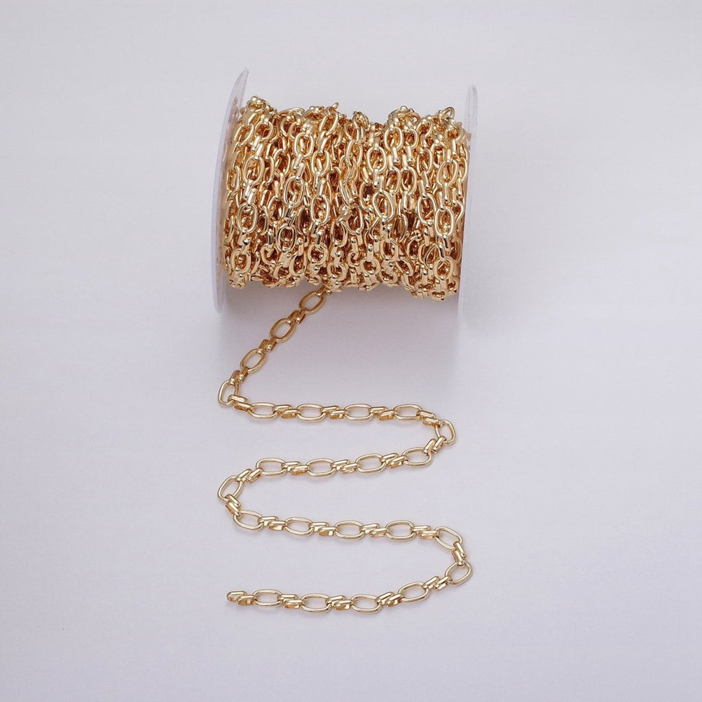 16K Gold plated Oval Link Chain Chunky Unfinished Chain by Yard for Handmade Supply 6.1mm | ROLL-1313 ROLL-1314 Clearance Pricing - DLUXCA