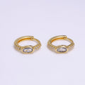 16K Gold plated Oval Micro Paved CZ 13mm Cartilage Huggie Earring in Gold & Silver | AE777 AE778